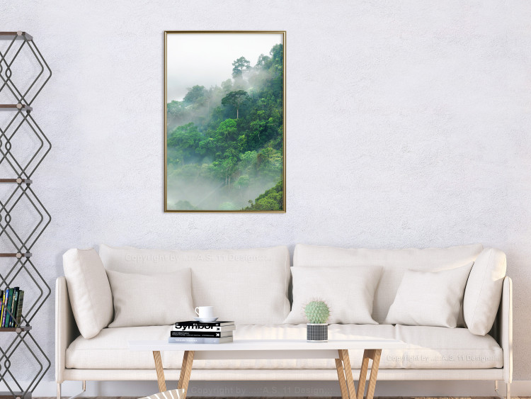 Poster Juicy Forest - tropical green trees in a mountain range during mist 125759 additionalImage 5