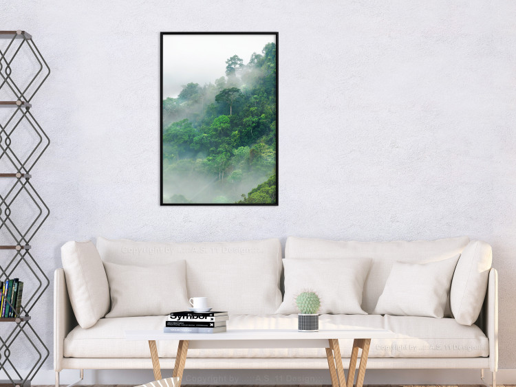 Poster Juicy Forest - tropical green trees in a mountain range during mist 125759 additionalImage 5
