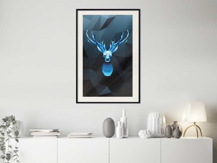 Poster Icy Deer - deer head against abstract figures 126659 additionalImage 24