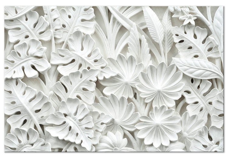 Canvas Alabaster Garden (1-part) wide - abstract white ornaments 128759