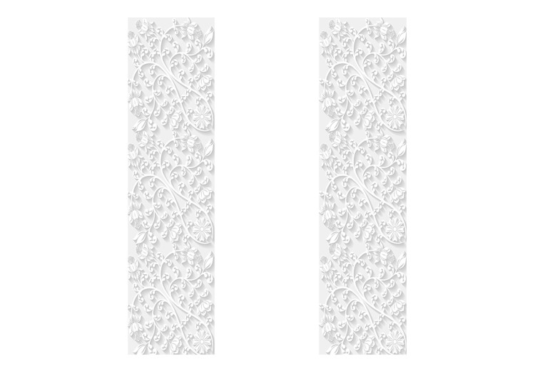 Room Separator Floral Pattern (3-piece) - white composition with a floral motif 128959 additionalImage 3