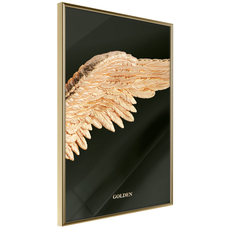 Wall Poster Lightness of Being - wing with golden feathers on a black background 130459 additionalImage 11