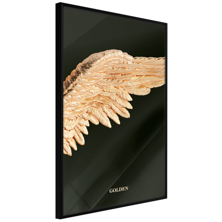 Wall Poster Lightness of Being - wing with golden feathers on a black background 130459 additionalImage 5