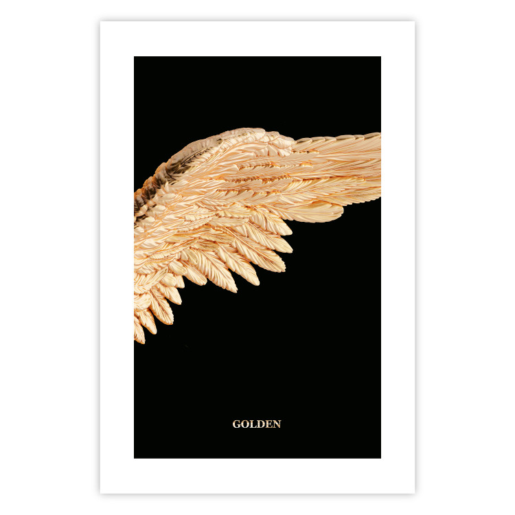 Wall Poster Lightness of Being - wing with golden feathers on a black background 130459 additionalImage 19