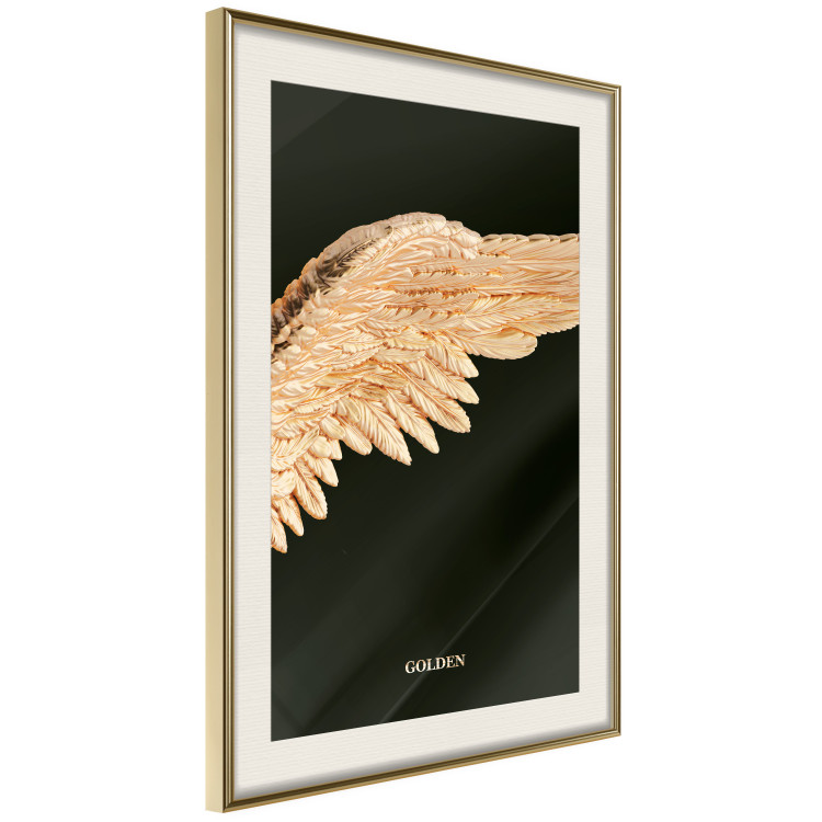 Wall Poster Lightness of Being - wing with golden feathers on a black background 130459 additionalImage 3