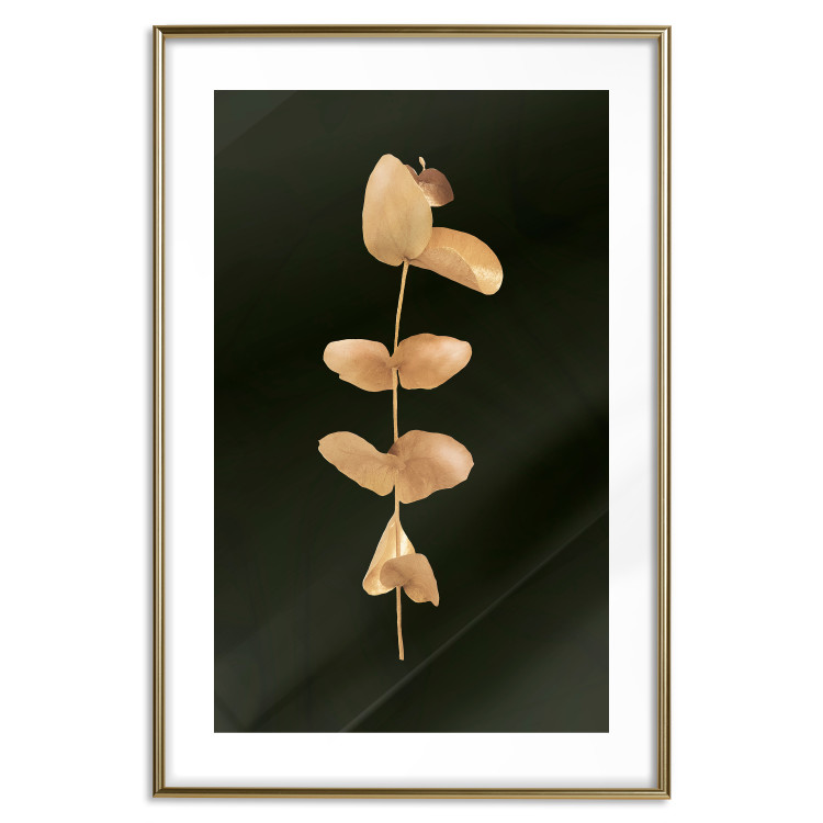 Wall Poster Eternal Plant - golden plant with leaves on a solid black background 130759 additionalImage 16