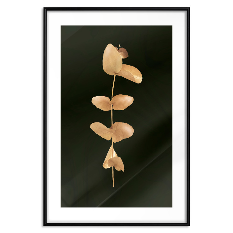 Wall Poster Eternal Plant - golden plant with leaves on a solid black background 130759 additionalImage 15