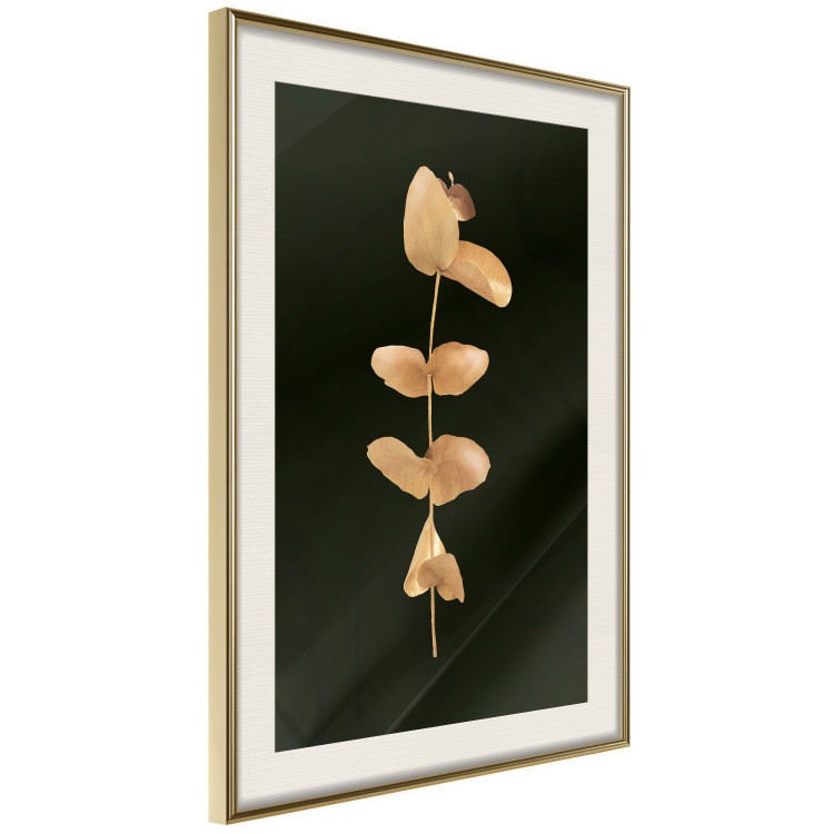 Wall Poster Eternal Plant - golden plant with leaves on a solid black background 130759 additionalImage 6