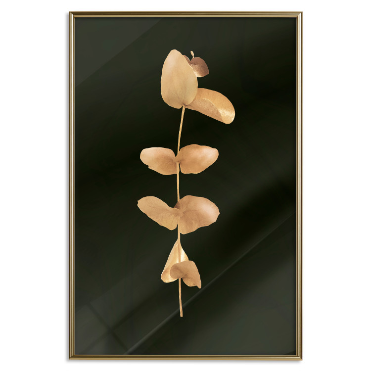 Wall Poster Eternal Plant - golden plant with leaves on a solid black background 130759 additionalImage 17