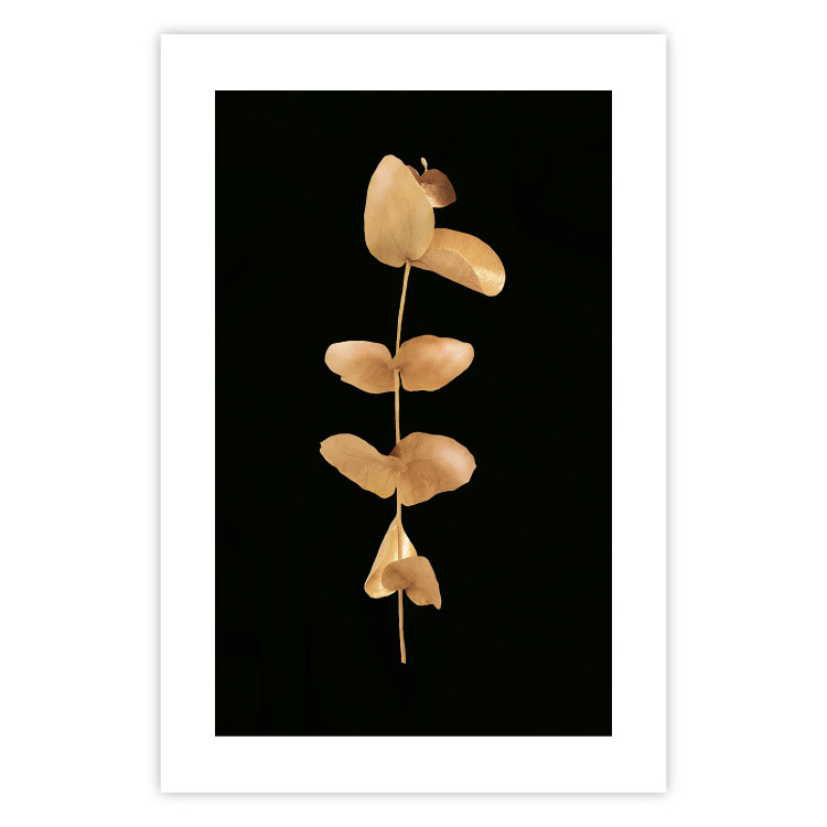 Wall Poster Eternal Plant - golden plant with leaves on a solid black background 130759 additionalImage 19
