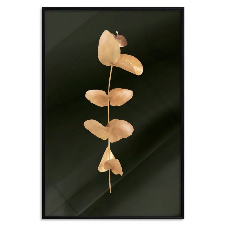 Wall Poster Eternal Plant - golden plant with leaves on a solid black background 130759 additionalImage 16