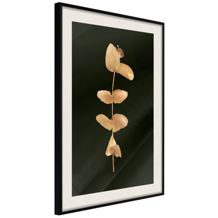 Wall Poster Eternal Plant - golden plant with leaves on a solid black background 130759 additionalImage 4