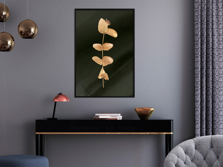Wall Poster Eternal Plant - golden plant with leaves on a solid black background 130759 additionalImage 5