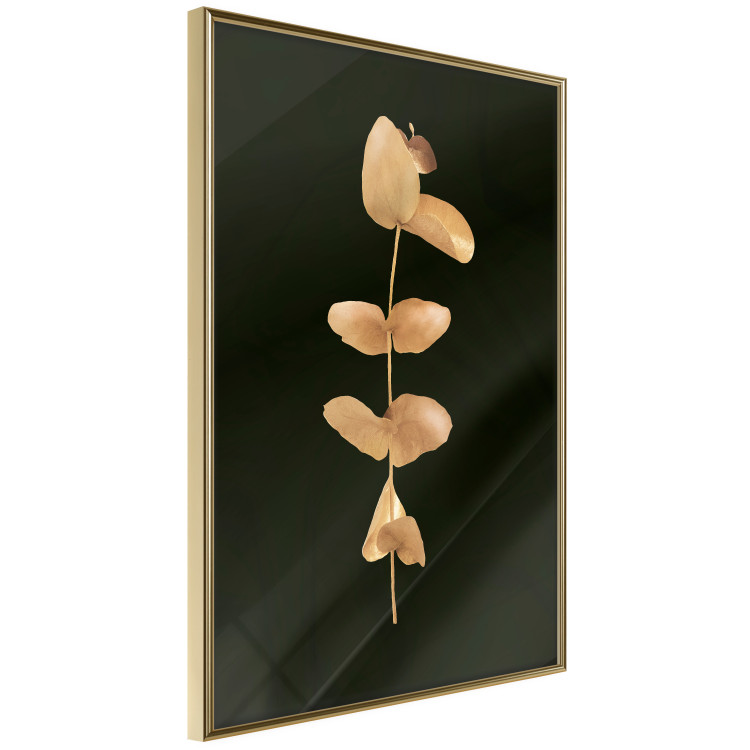 Wall Poster Eternal Plant - golden plant with leaves on a solid black background 130759 additionalImage 12
