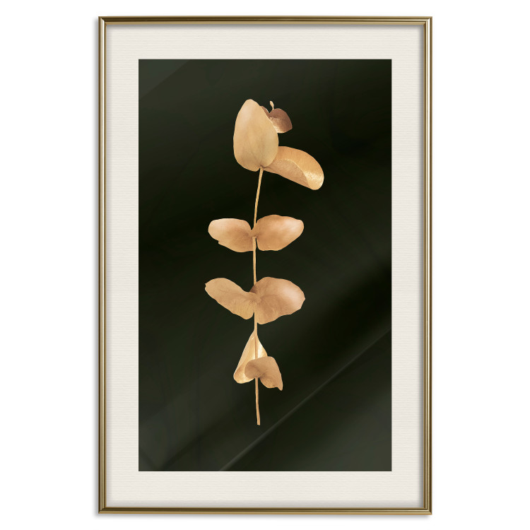 Wall Poster Eternal Plant - golden plant with leaves on a solid black background 130759 additionalImage 20