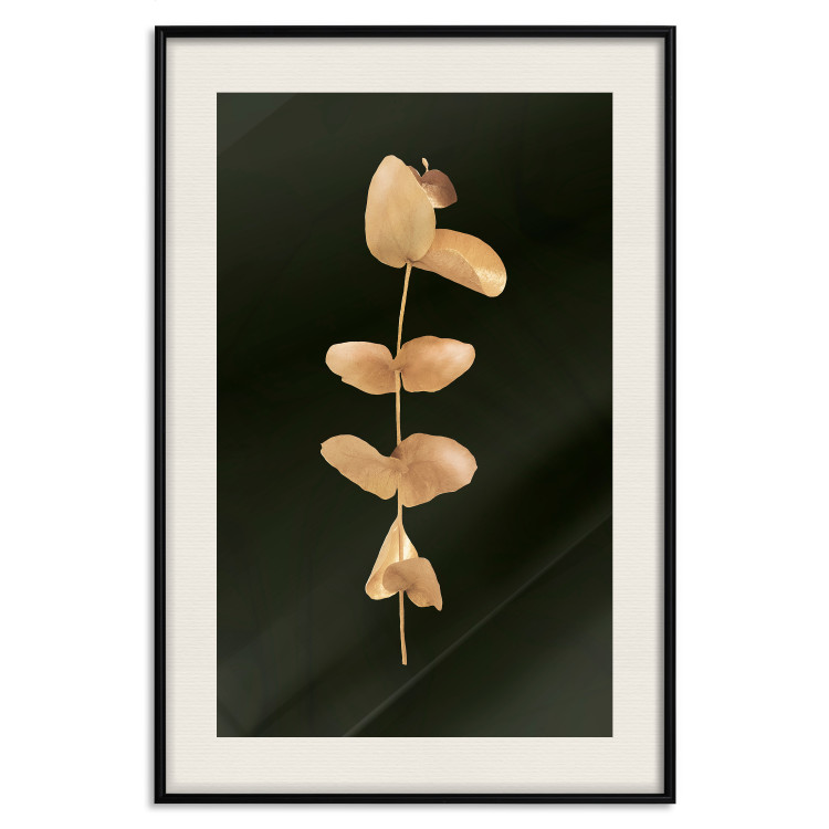 Wall Poster Eternal Plant - golden plant with leaves on a solid black background 130759 additionalImage 19