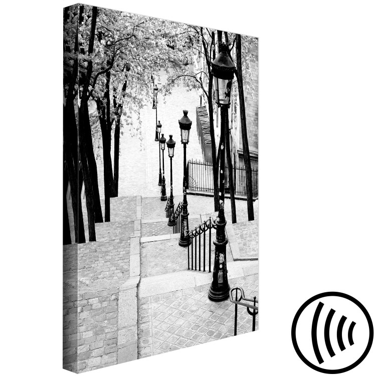 Canvas Montmartre (1-piece) Vertical - black and white sidewalks in Paris 132259 additionalImage 6