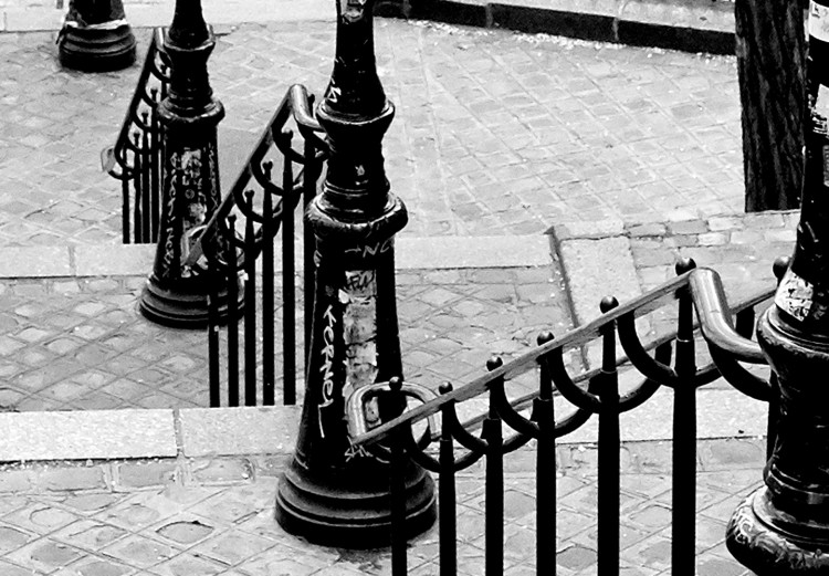 Canvas Montmartre (1-piece) Vertical - black and white sidewalks in Paris 132259 additionalImage 5