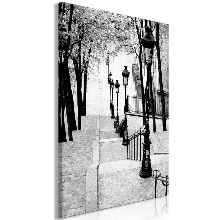 Canvas Montmartre (1-piece) Vertical - black and white sidewalks in Paris 132259 additionalImage 2