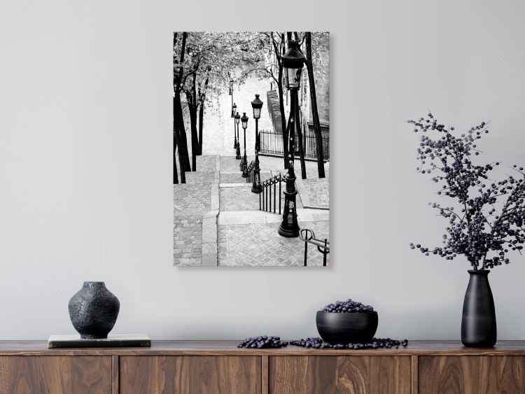Canvas Montmartre (1-piece) Vertical - black and white sidewalks in Paris 132259 additionalImage 3