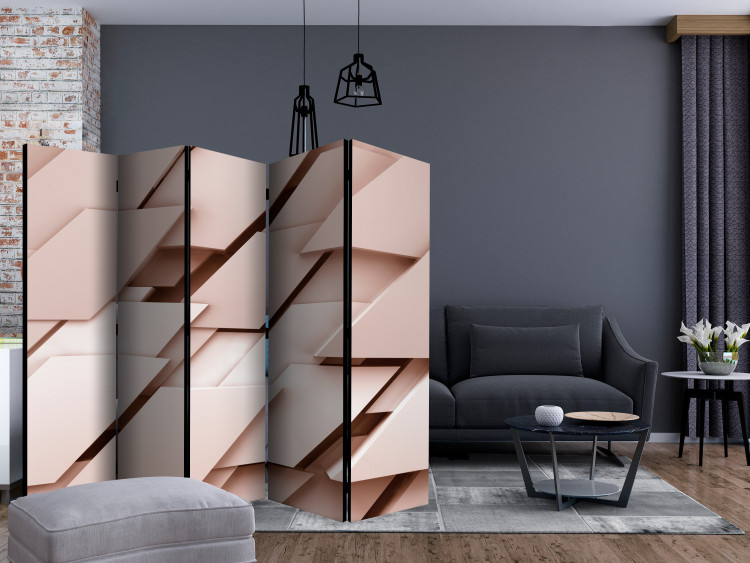 Room Divider Think Pink II (5-piece) - pink abstraction in geometric figures 133059 additionalImage 4