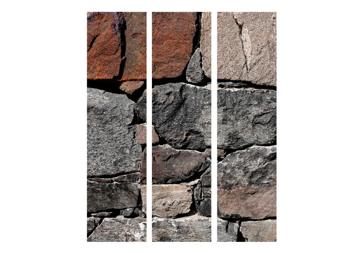Folding Screen Dark Stones (3-piece) - composition with gray stone texture 133459 additionalImage 3