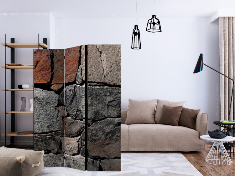 Folding Screen Dark Stones (3-piece) - composition with gray stone texture 133459 additionalImage 4