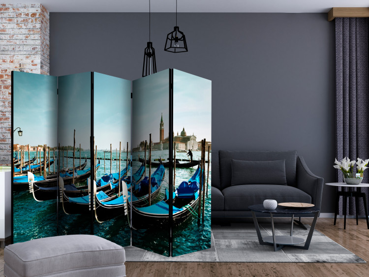 Room Separator Gondolas on the Grand Canal, Venice II - blue boats on the water 133859 additionalImage 4