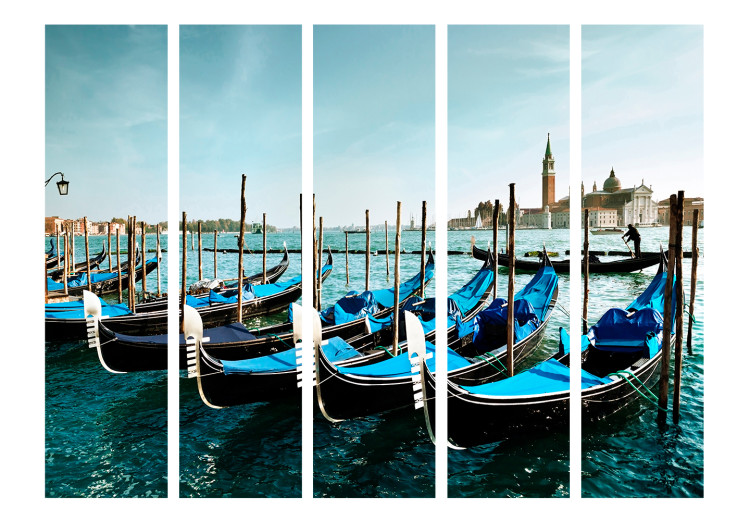 Room Separator Gondolas on the Grand Canal, Venice II - blue boats on the water 133859 additionalImage 3