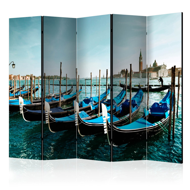 Room Separator Gondolas on the Grand Canal, Venice II - blue boats on the water 133859