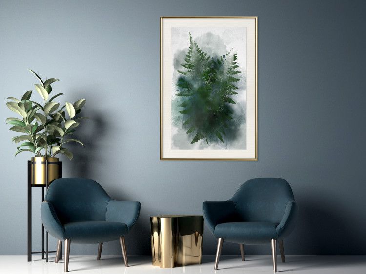 Poster Painted Fern - abstract plant composition of green ferns 134459 additionalImage 22