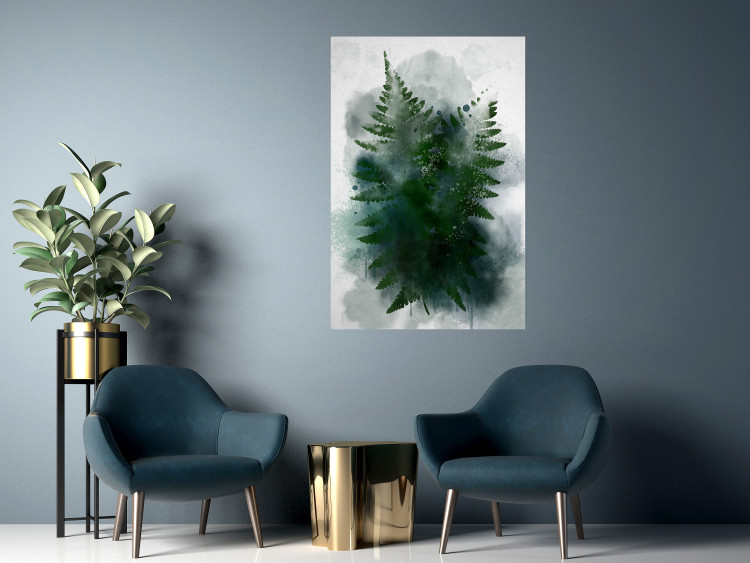 Poster Painted Fern - abstract plant composition of green ferns 134459 additionalImage 4