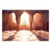 Wall Poster Morning Sun - architecture against the backdrop of the setting sun in Morocco 134759