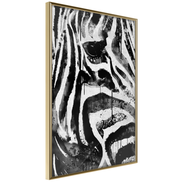 Poster Striped Nature - black and white striped zebra in an abstract motif 135359 additionalImage 23