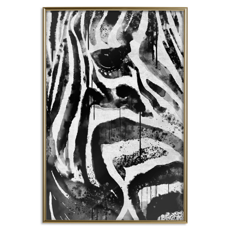 Poster Striped Nature - black and white striped zebra in an abstract motif 135359 additionalImage 5