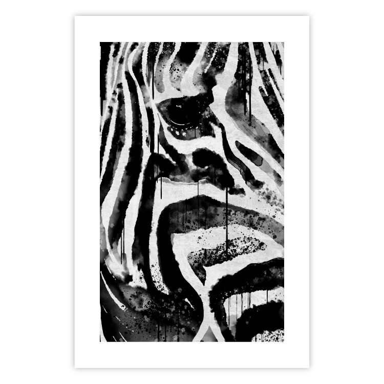 Poster Striped Nature - black and white striped zebra in an abstract motif 135359 additionalImage 6