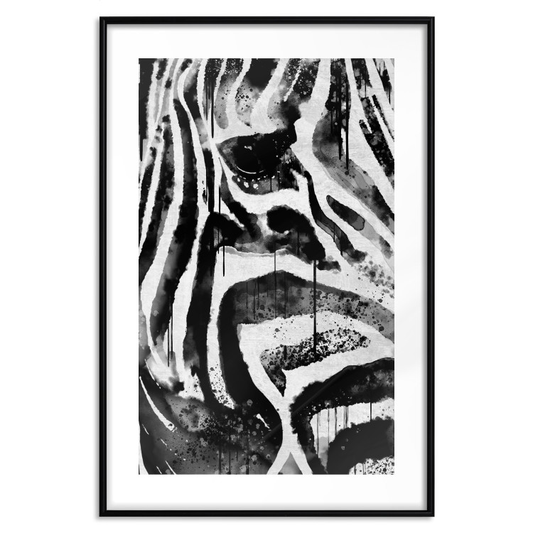 Poster Striped Nature - black and white striped zebra in an abstract motif 135359 additionalImage 4