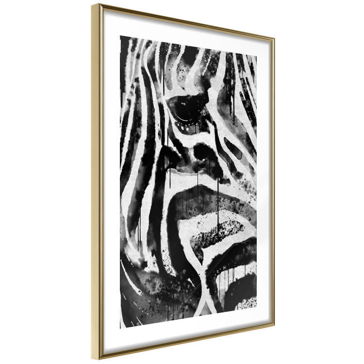 Poster Striped Nature - black and white striped zebra in an abstract motif 135359 additionalImage 21