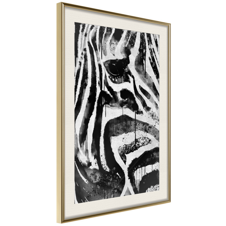 Poster Striped Nature - black and white striped zebra in an abstract motif 135359 additionalImage 19