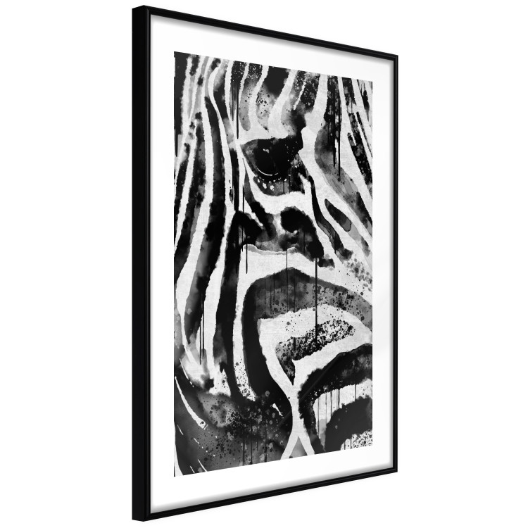 Poster Striped Nature - black and white striped zebra in an abstract motif 135359 additionalImage 22