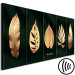 Canvas Golden Corner (5-piece) Narrow - exotic leaves on a black background 138059 additionalThumb 6