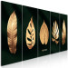 Canvas Golden Corner (5-piece) Narrow - exotic leaves on a black background 138059 additionalThumb 2