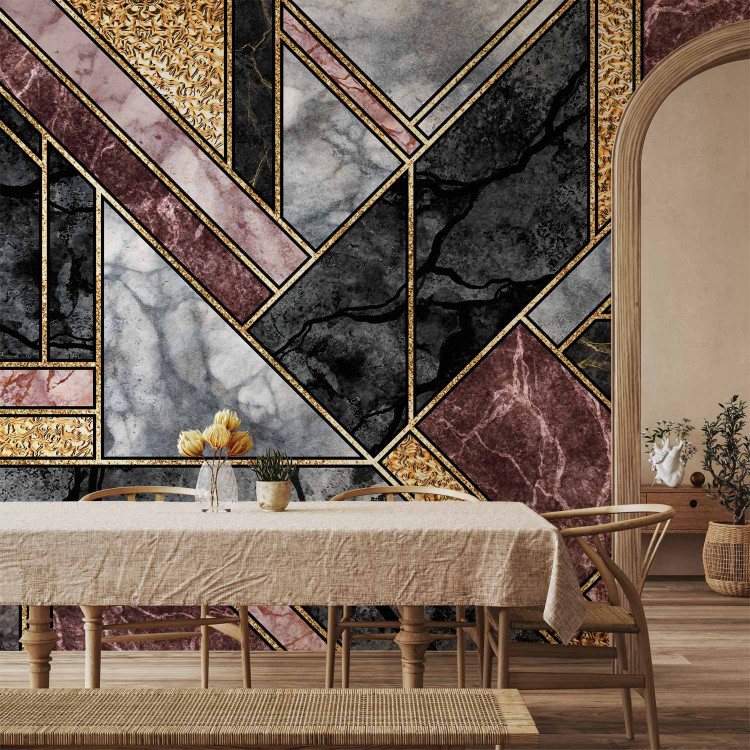 Wall Mural Geometric marble - glamour composition with gold art deco patterns 142359 additionalImage 4