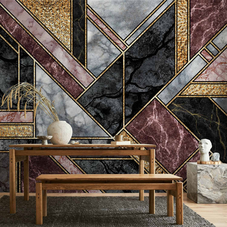 Wall Mural Geometric marble - glamour composition with gold art deco patterns 142359 additionalImage 6