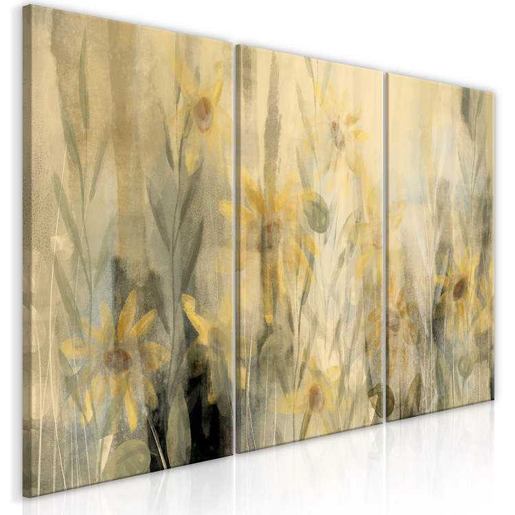 Canvas Summer Landscape (3-piece) - sunny meadow full of yellow flowers 142959 additionalImage 2