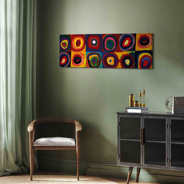 Canvas Print Inspired by Kandinsky (1-piece) Narrow - abstraction in colorful circles 143459 additionalImage 3