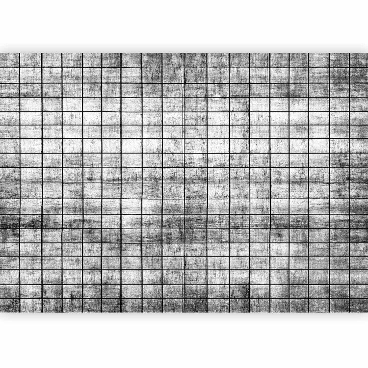 Photo Wallpaper Wooden tiles - grey background with pattern of small rectangles mosaic 144959 additionalImage 1