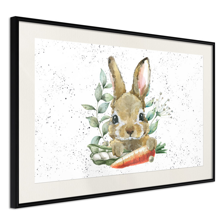 Poster Hare With Carrot - A Painted Rabbit With Vegetables on a Speckled Background 145759 additionalImage 9