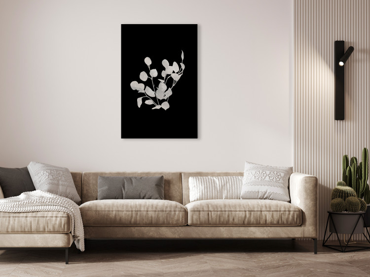 Canvas Art Print Eucalyptus Twigs - Minimalist Plants on a Dark Background 146159 additionalImage 3