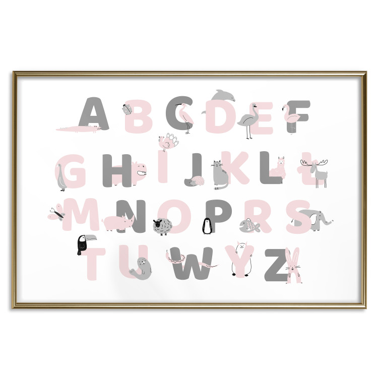 Poster Polish Alphabet for Children - Gray and Pink Letters with Animals 146459 additionalImage 19